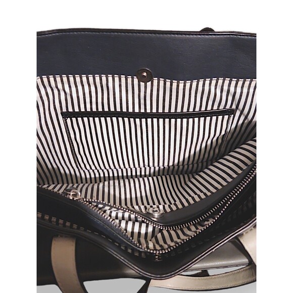 Lily Ivy Weekender Tote Handbag Grey Navy Medium 11 Inch Tall - Picture 6 of 9